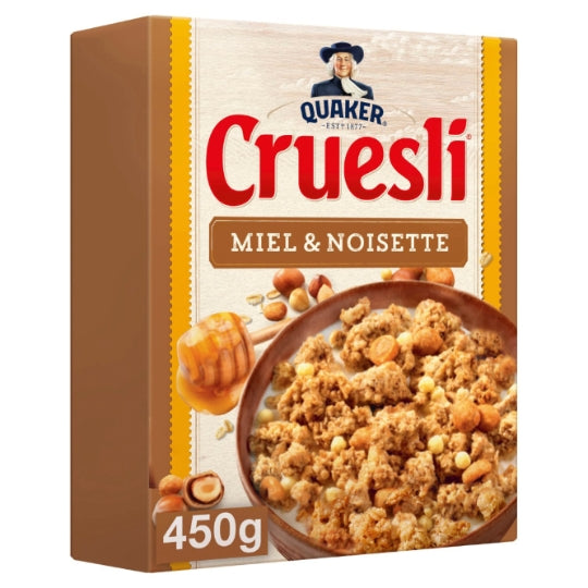 QUAKER Céréales Cruesli Miel et Noisette 450g