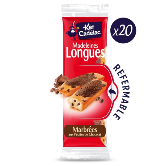 KER CADELAC Madeleines Longues Marbrée aux Pépites de Chocolat x20