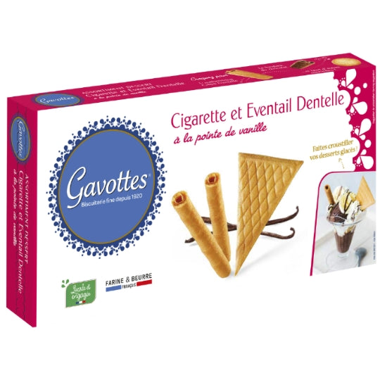 GAVOTTES Assortiment dessert cigarette et éventail dentelle à la pointe de vanille 100g