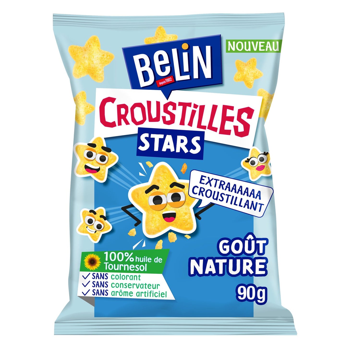 BELIN Biscuits apéritifs goût nature Croustilles Stars 90g