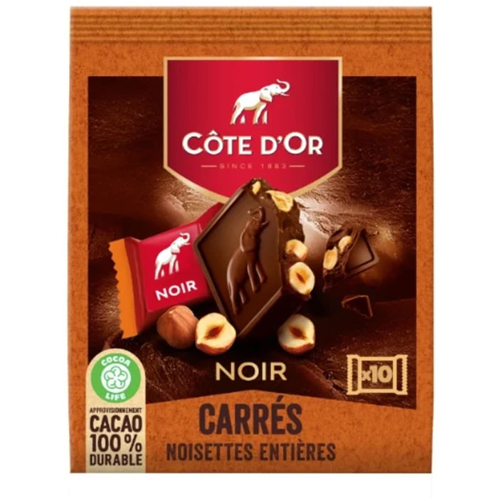 CÔTE D’OR Dark Chocolate Squares with Whole Hazelnuts 10 pieces – 200g