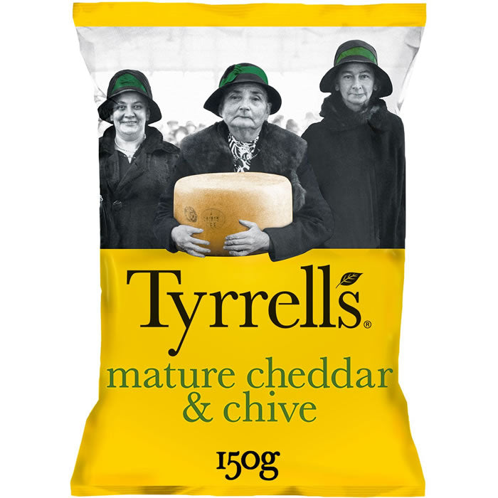 Tyrrell's Chips de pommes de terre au cheddar et ciboulette 150g