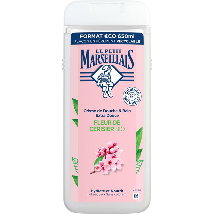 LE PETIT MARSEILLAIS Cream Texture Extra Gentle Shower Gel Organic Cherry Blossom Without Colorants 650ml