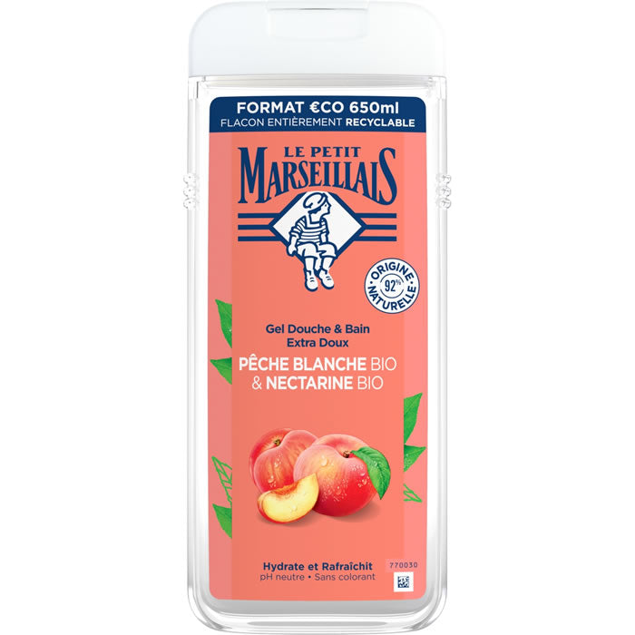 LE PETIT MARSEILLAIS Extra Gentle Shower Gel White Peach & Organic Nectarine 650ml