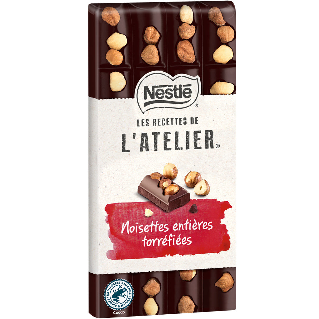 NESTLÉ Tablette de chocolat noir noisettes entières torréfiées 170g