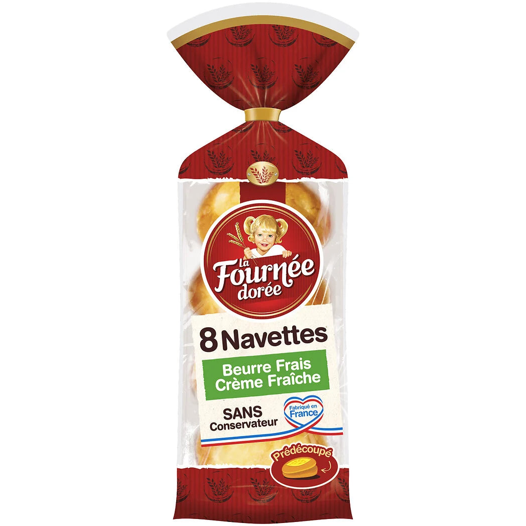 LA FOURNEE DOREE Navettes au beurre frais et à la crème fraîche x8 - 400g