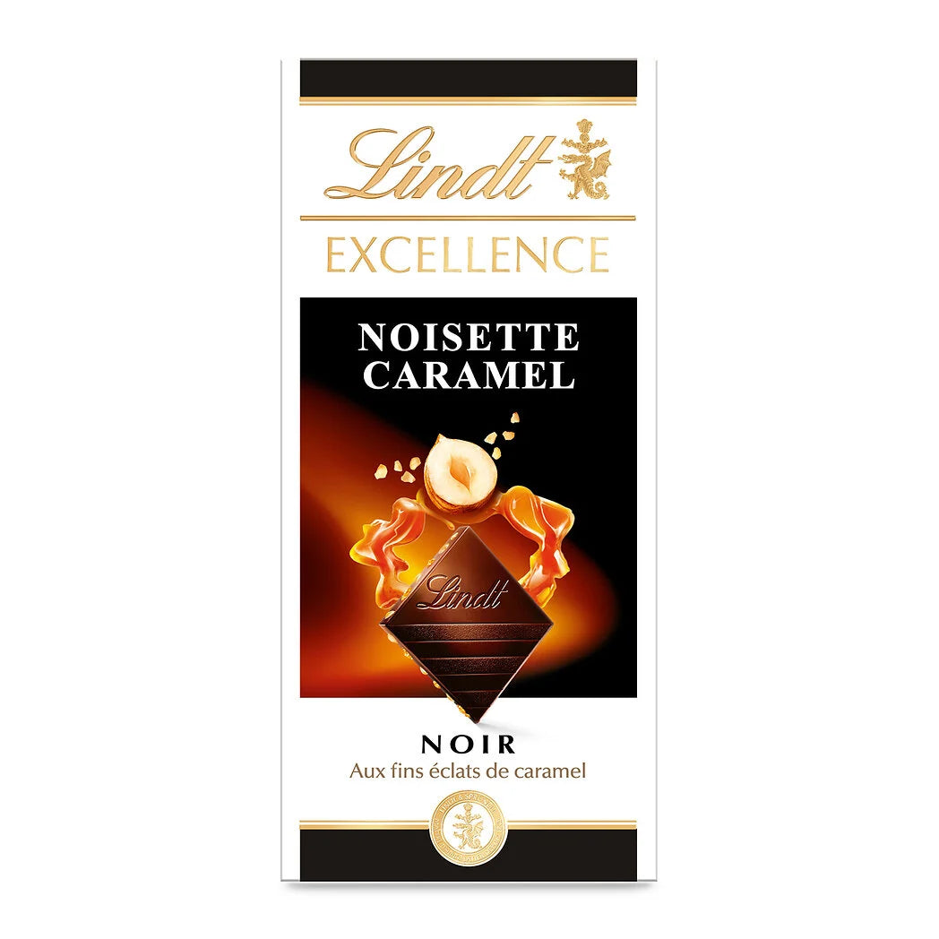 LINDT Excellence - Zartbitterschokolade mit Haselnuss-Karamell 100g