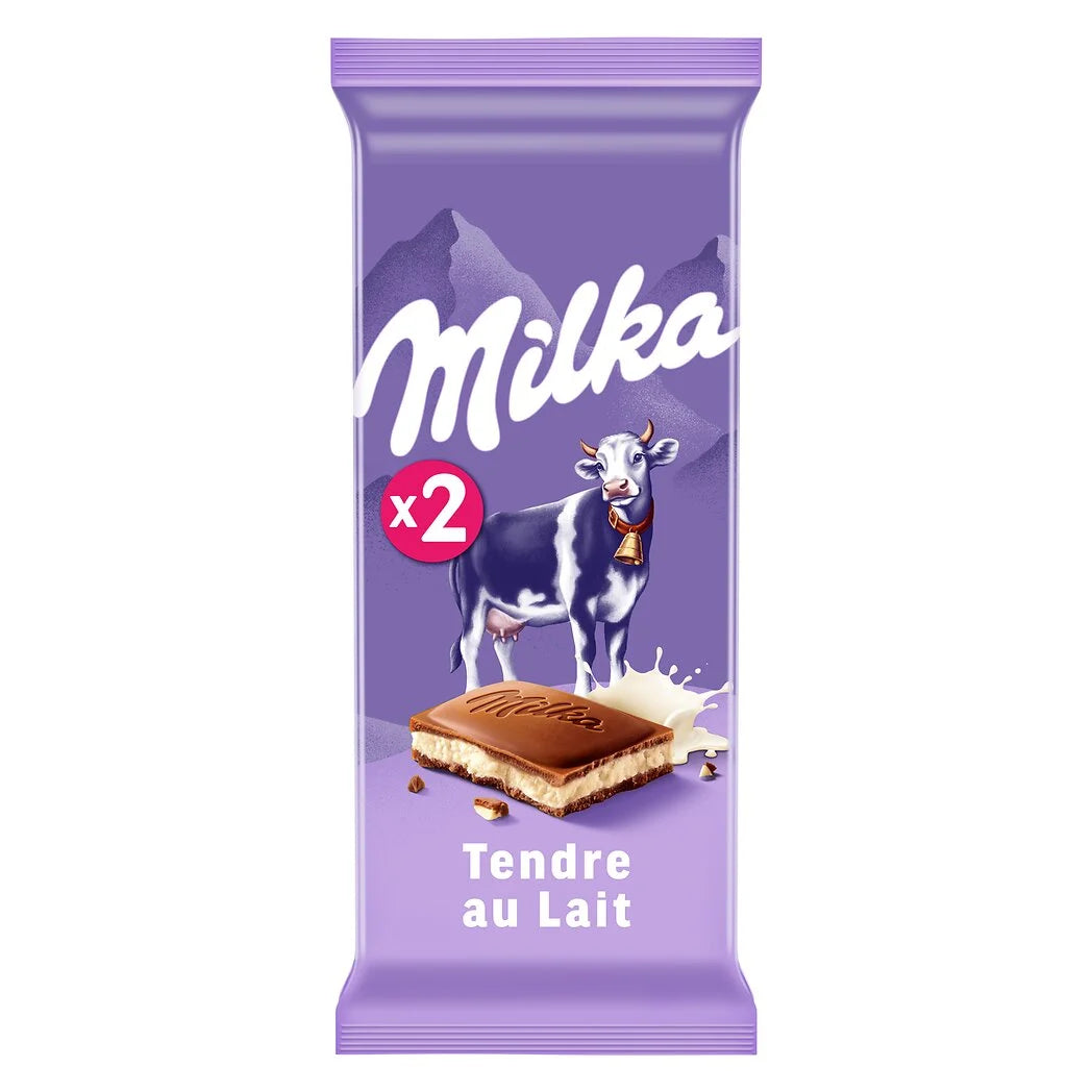 MILKA Chocolat Tendre au lait 2x100g