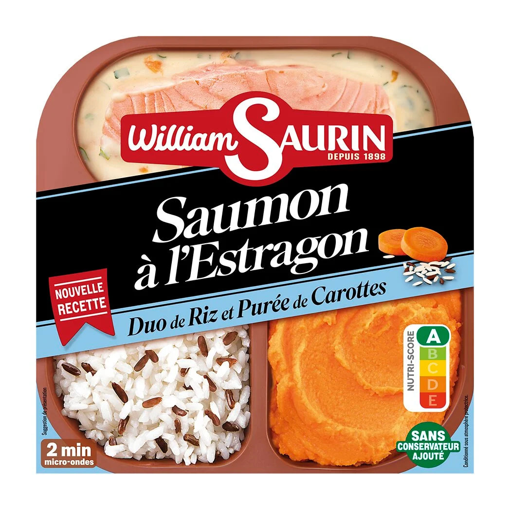 WILLIAM SAURIN Saumon, duo de riz et purée de carottes 320g