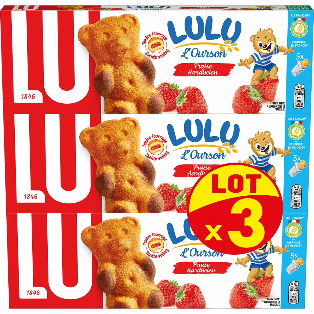 LU Lulu l'Ourson - Gâteau à la fraise 3x150g