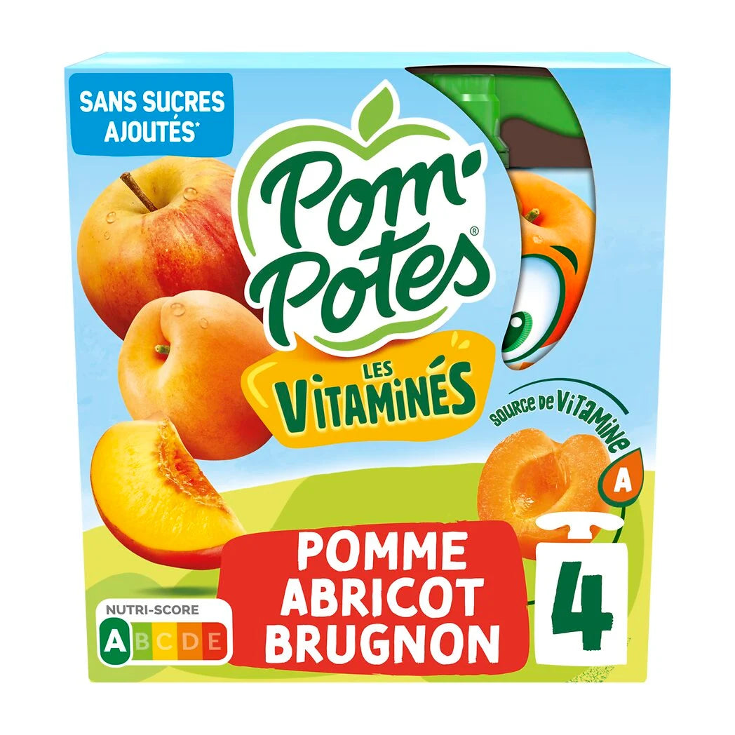 POM'POTES Die Vitaminisierten - Apfel-Aprikosen-Nektarinen-Kompott mit Vitamin A 4x90g