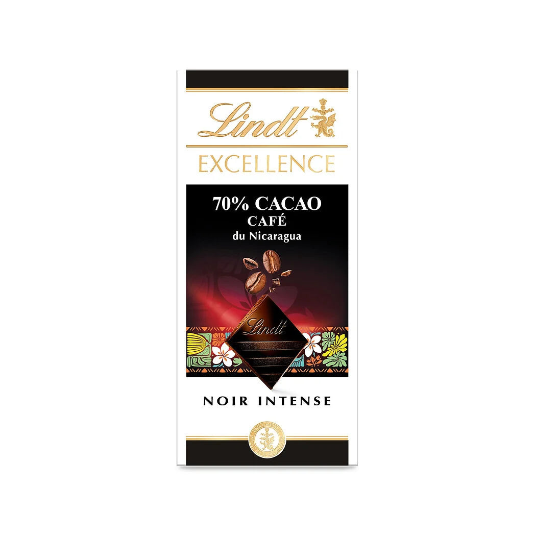 LINDT Chocolat noir intense 70% au café du Nicaragua 100g