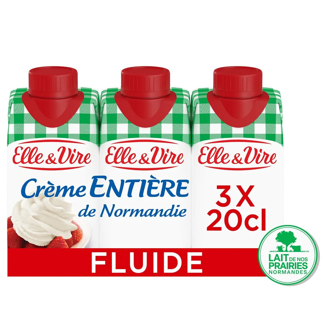 Elle & Vire Crème UHT entière fluide 30% MG 3x20cl