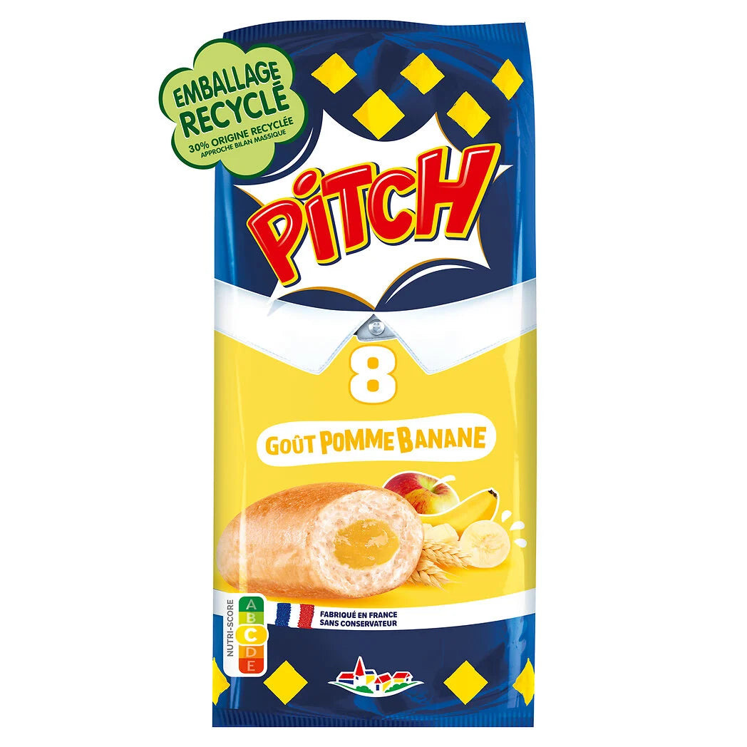 PITCH Brioches fourrées pomme banane x8 - 300g