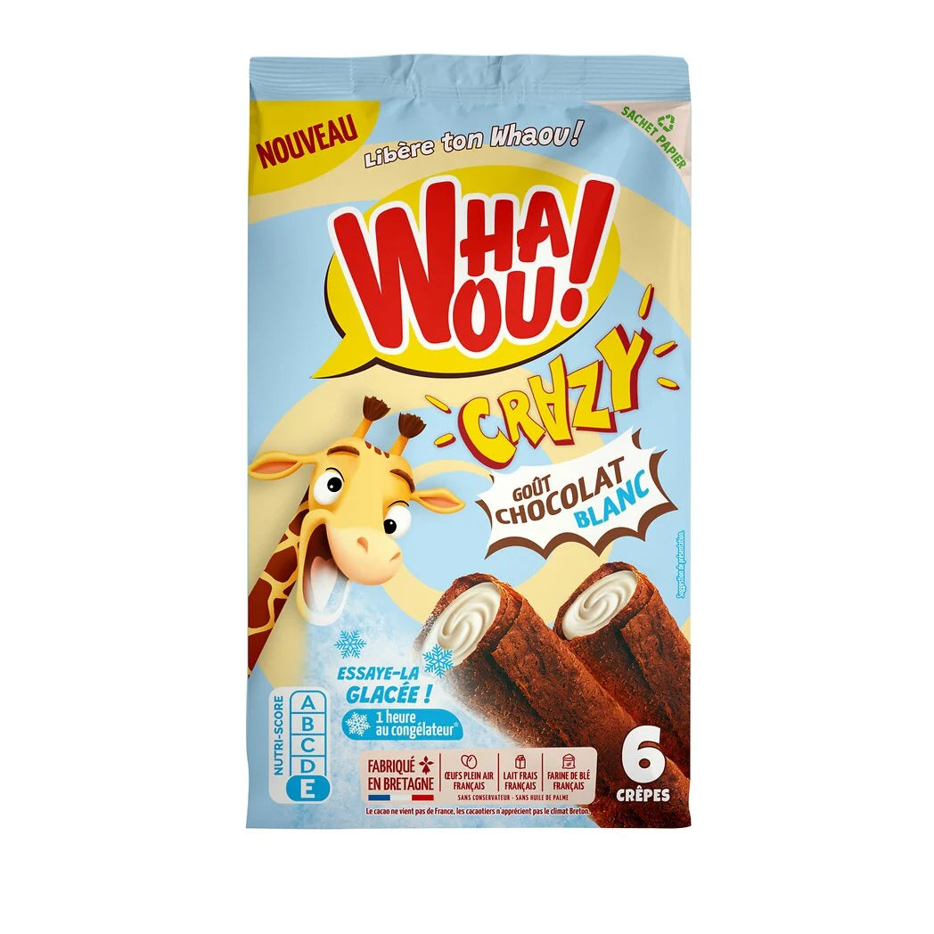 WHAOU! Crêpes au chocolat fourrage goût chocolat blanc 180g*