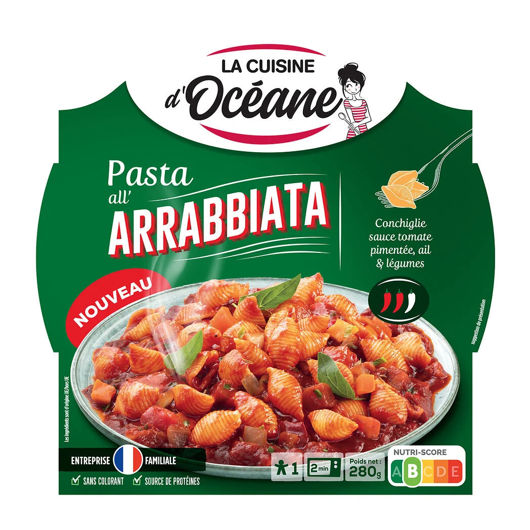 LA CUISINE D'OCEANE Pasta all'arrabbiata - Conchiglie Sauce Tomate Pimentée, Ail & Légumes 280g