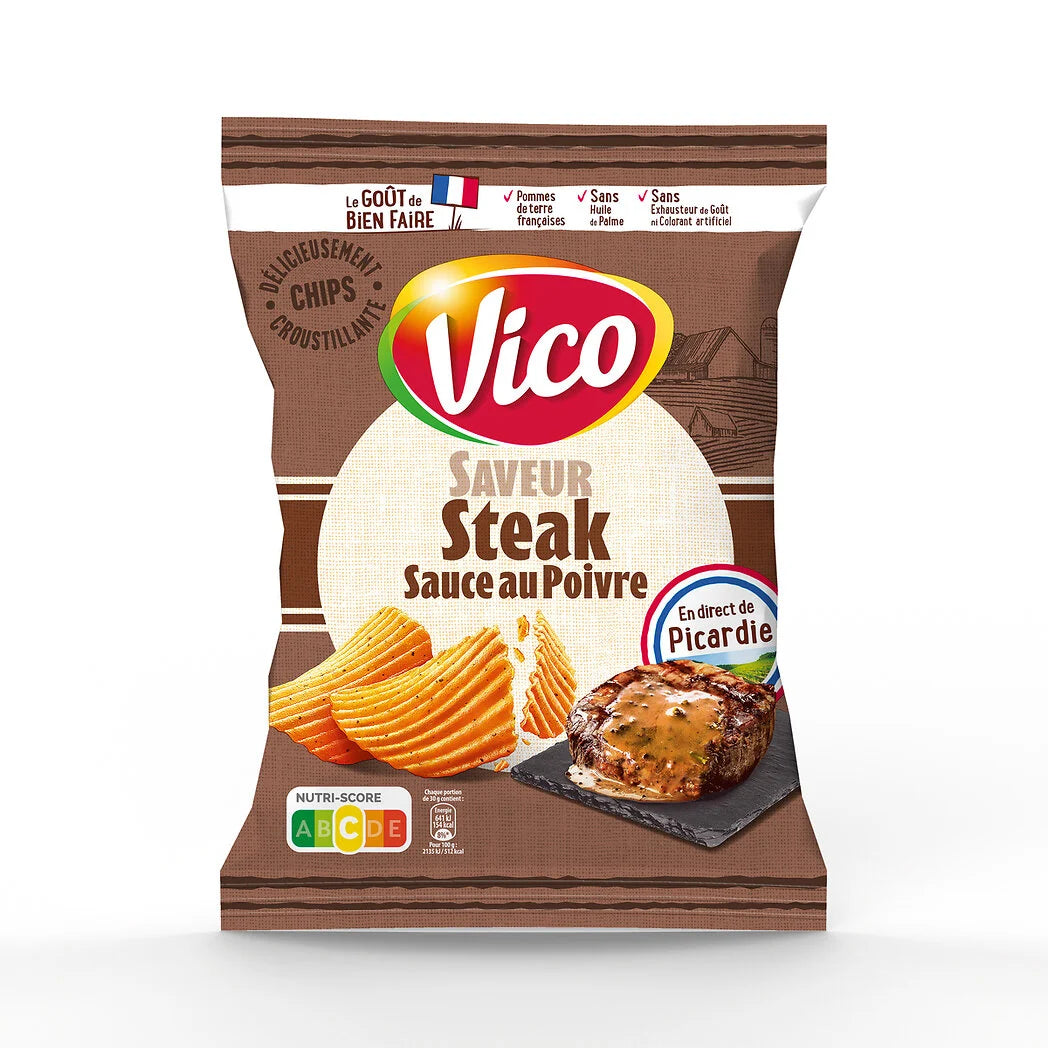 VICO Chips ondulées saveur steak sauce au poivre 120g