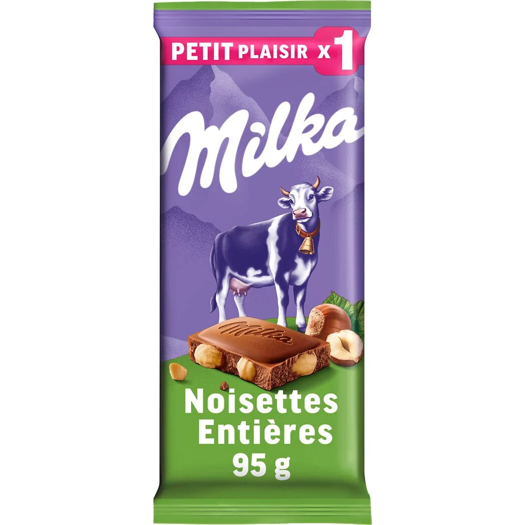 MILKA Chocolat lait noisettes entières 95g