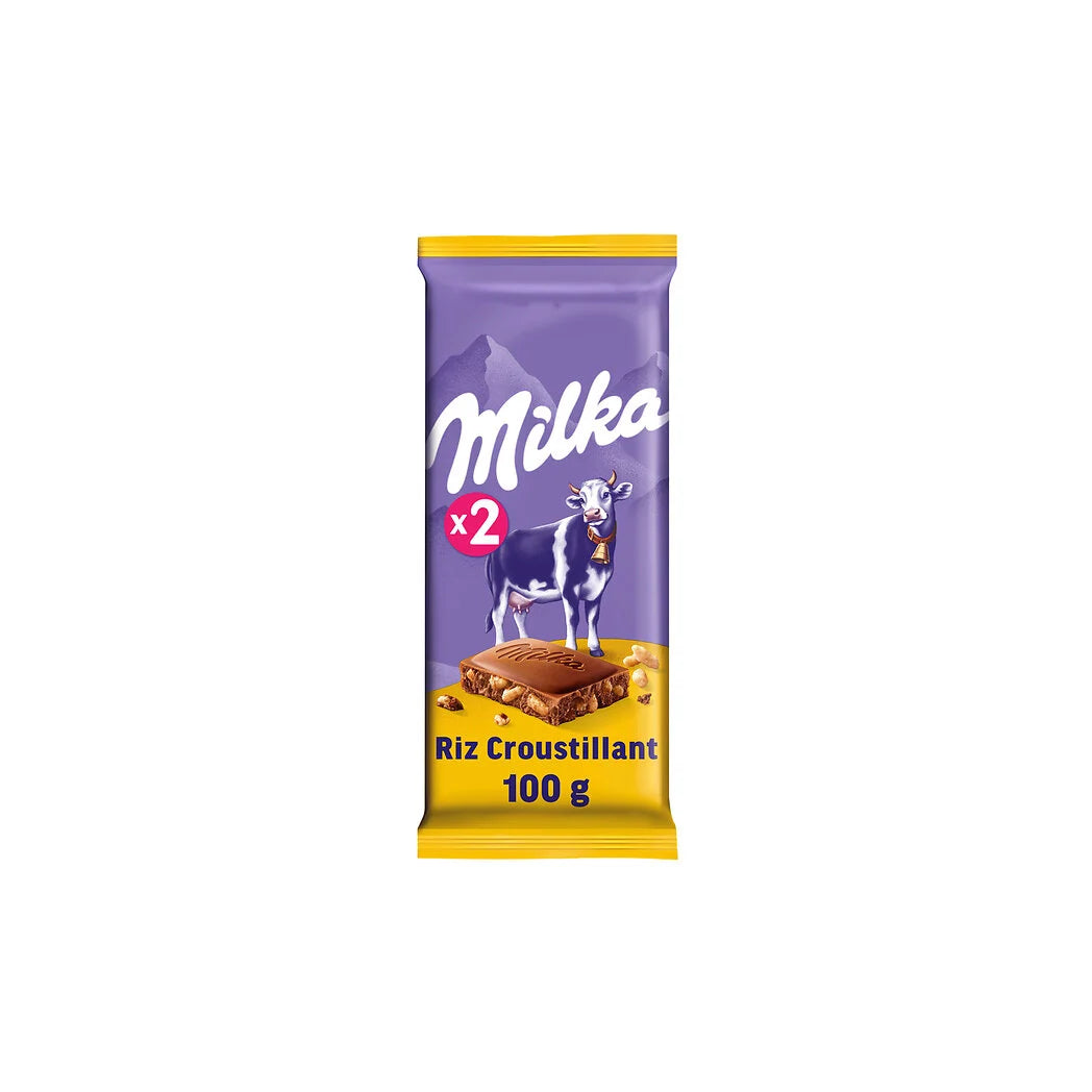 MILKA Chocolat au lait riz croustillant 2x100g