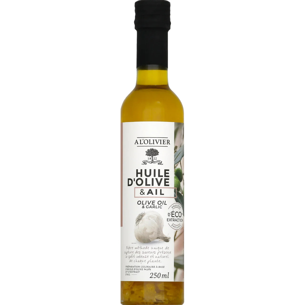 A L'OLIVIER Huile d'olive à l'ail - 250ml