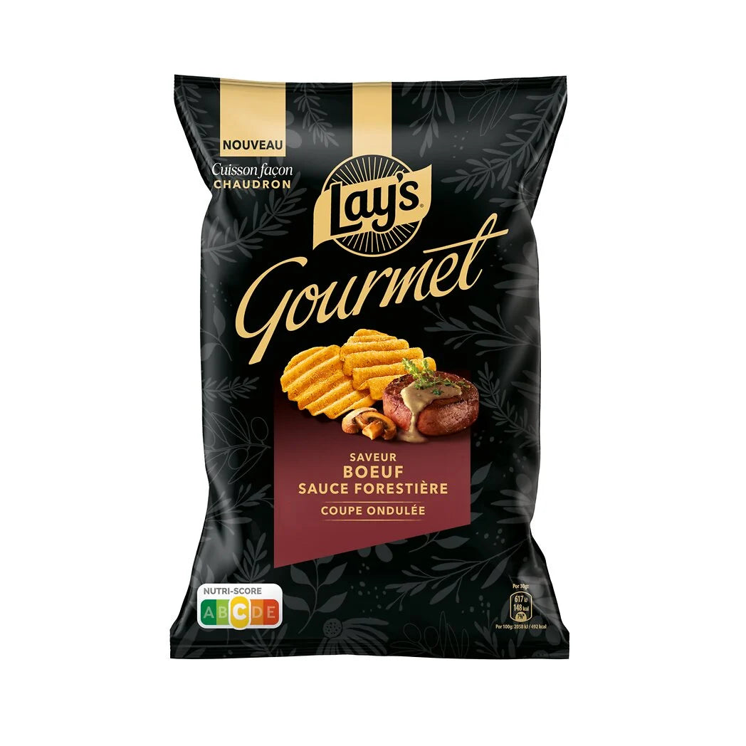 LAY'S Chips de pommes de terre ondulées saveur bœuf sauce forestière 120g