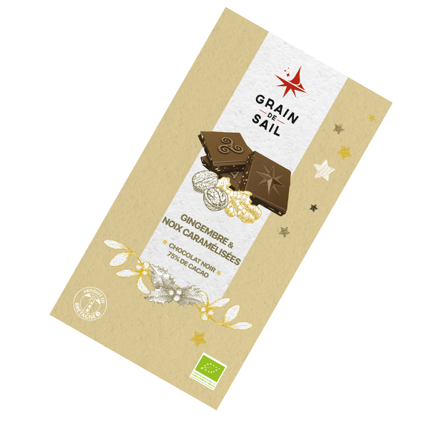 GRAIN DE SAIL Noir, noix caramélisées et gingembre confit 100g