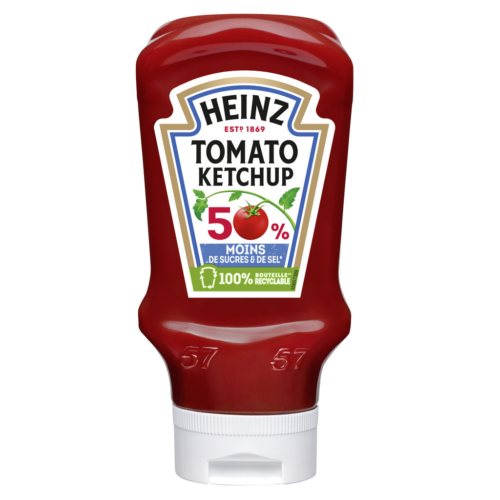 HEINZ Tomato ketchup 50% moins de sucres & de sel 435g