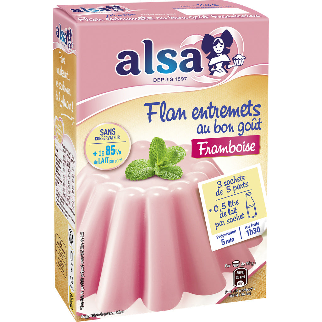 ALSA Zubereitung für Flammerie Entremets mit Himbeergeschmack 3x50g
