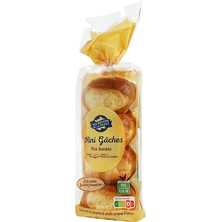 NOS RÉGIONS ONT DU TALENT Mini Gâches Briochettes Pure Butter x8 – 360g