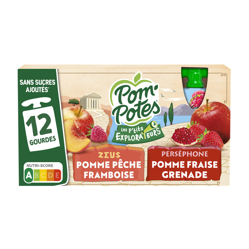 POM'POTES Pom'Potes - Compotes Les petits explorateurs Zeus & Perséphone 12x90g