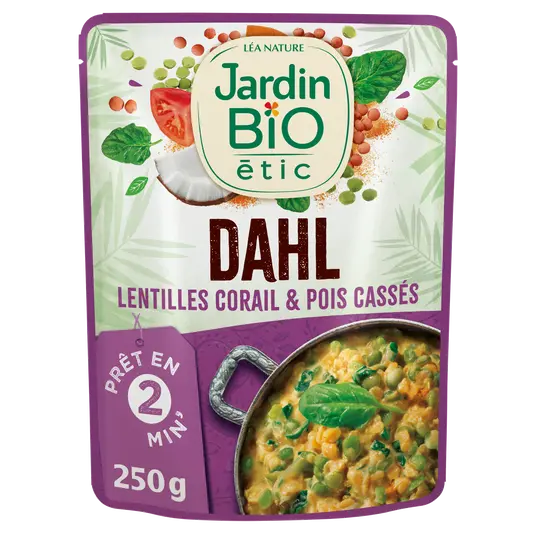 JARDIN BIO Organic Red Lentil & Split Pea Dhal 250g
