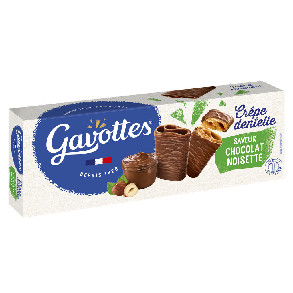 GAVOTTES Biscoitos Finos de Crêpe Dentelle com Chocolate e Avelã 90 g