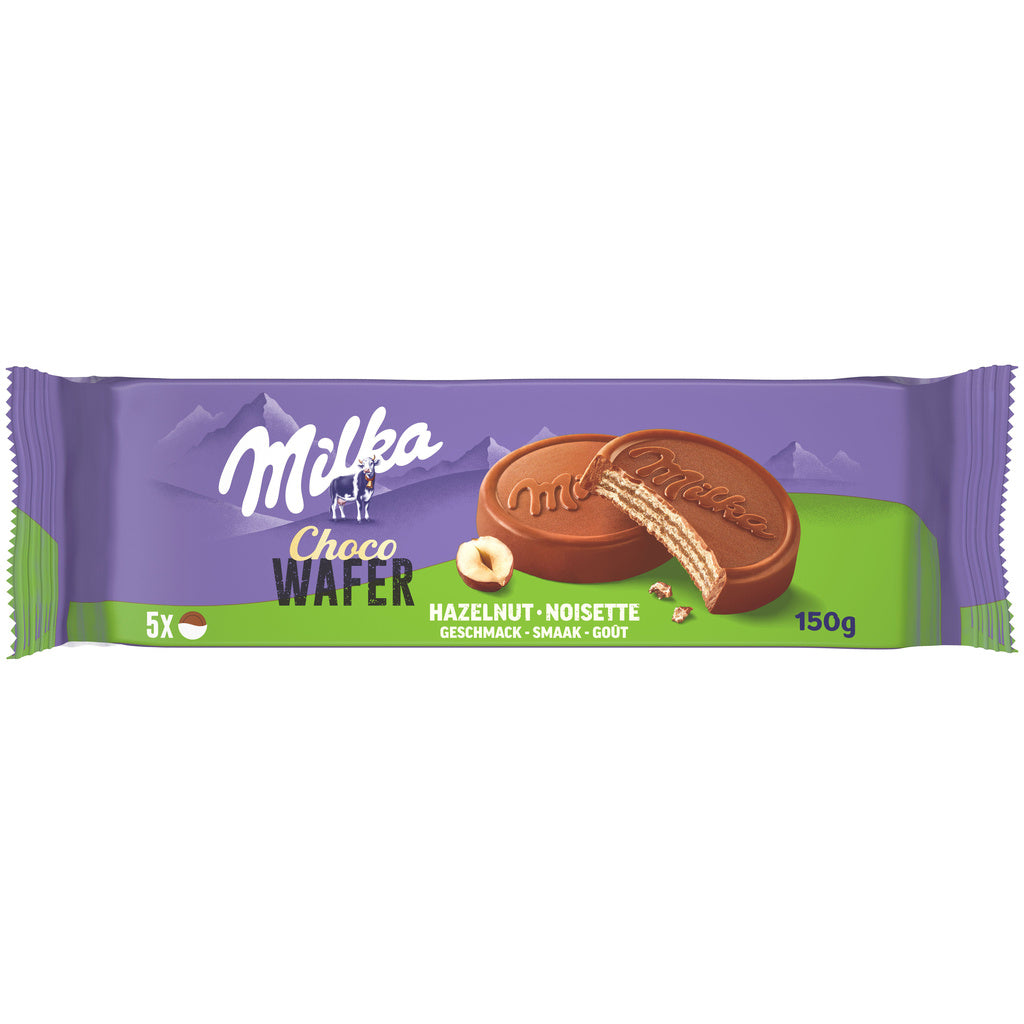 MILKA Gaufrette fourrée goût noisette enrobée de chocolat au lait x5 - 150g