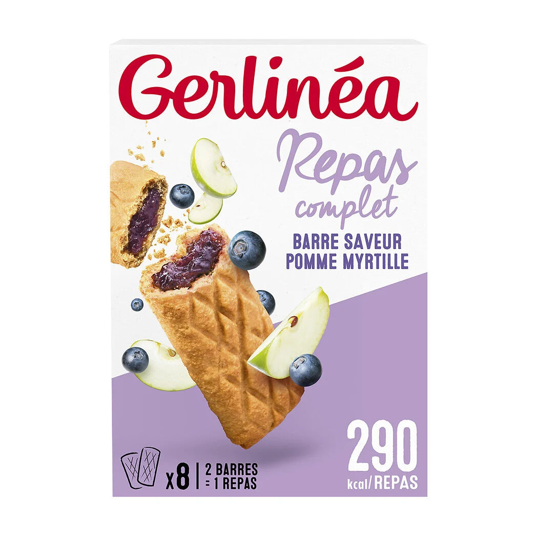 GERLINEA Barres repas pomme myrtille arôme naturel x8 - 360g