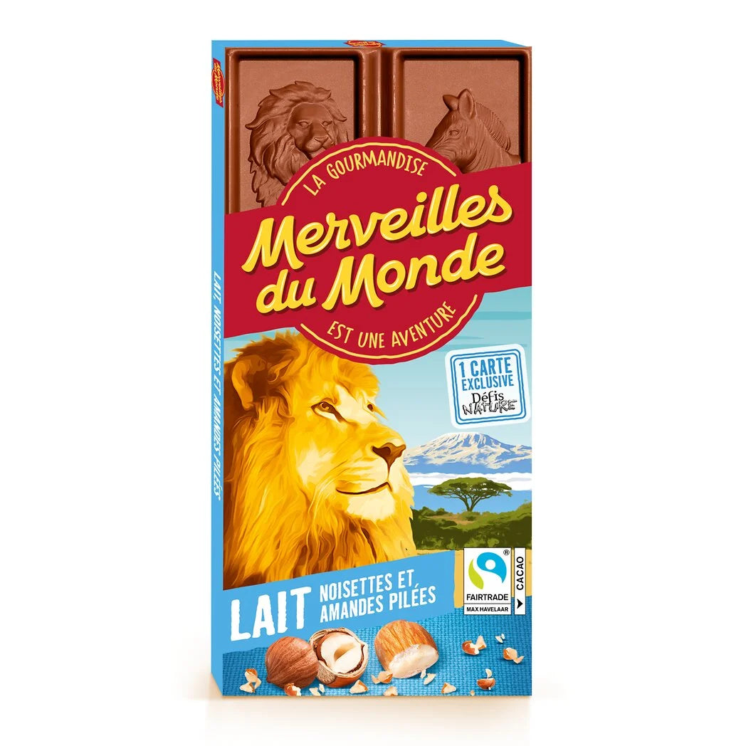MERVEILLES DU MONDE Chocolat au lait noisettes et amandes 100g