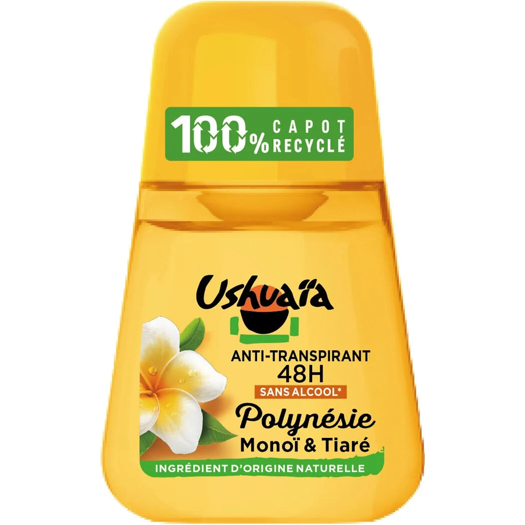 USHUAIA Déodorant anti-transpirant 48h sans alcool monoï et tiaré de Polynésie 50ml