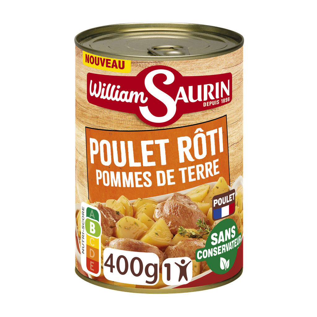 WILLIAM SAURIN Poulet rôti pommes de terre et jus aux herbes 400g