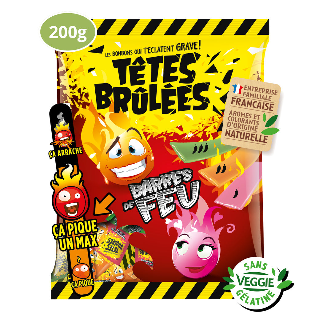 TÊTES BRÛLÉES Bonbons Barres de Feu 200g