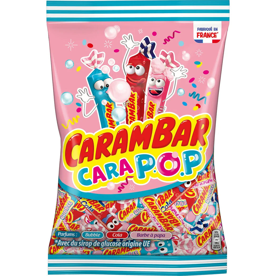 CARAMBAR Bonbons CaraPop parfums bubble, cola ou barbe à papa 380g