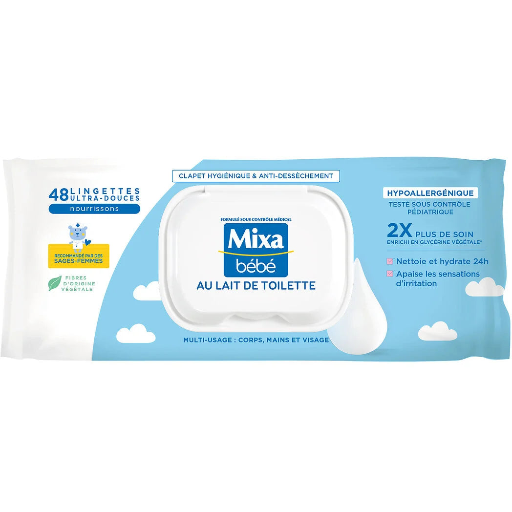 MIXA Bébé - Lingettes au lait de toilette x48