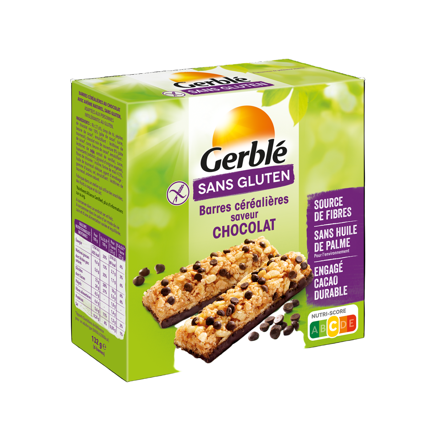GERBLE Gluten-Free Chocolate Cereal Bars 132g