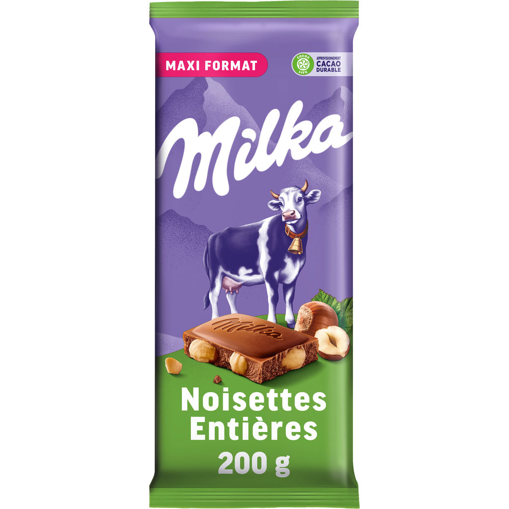 MILKA Chocolat au lait noisettes entières 200g