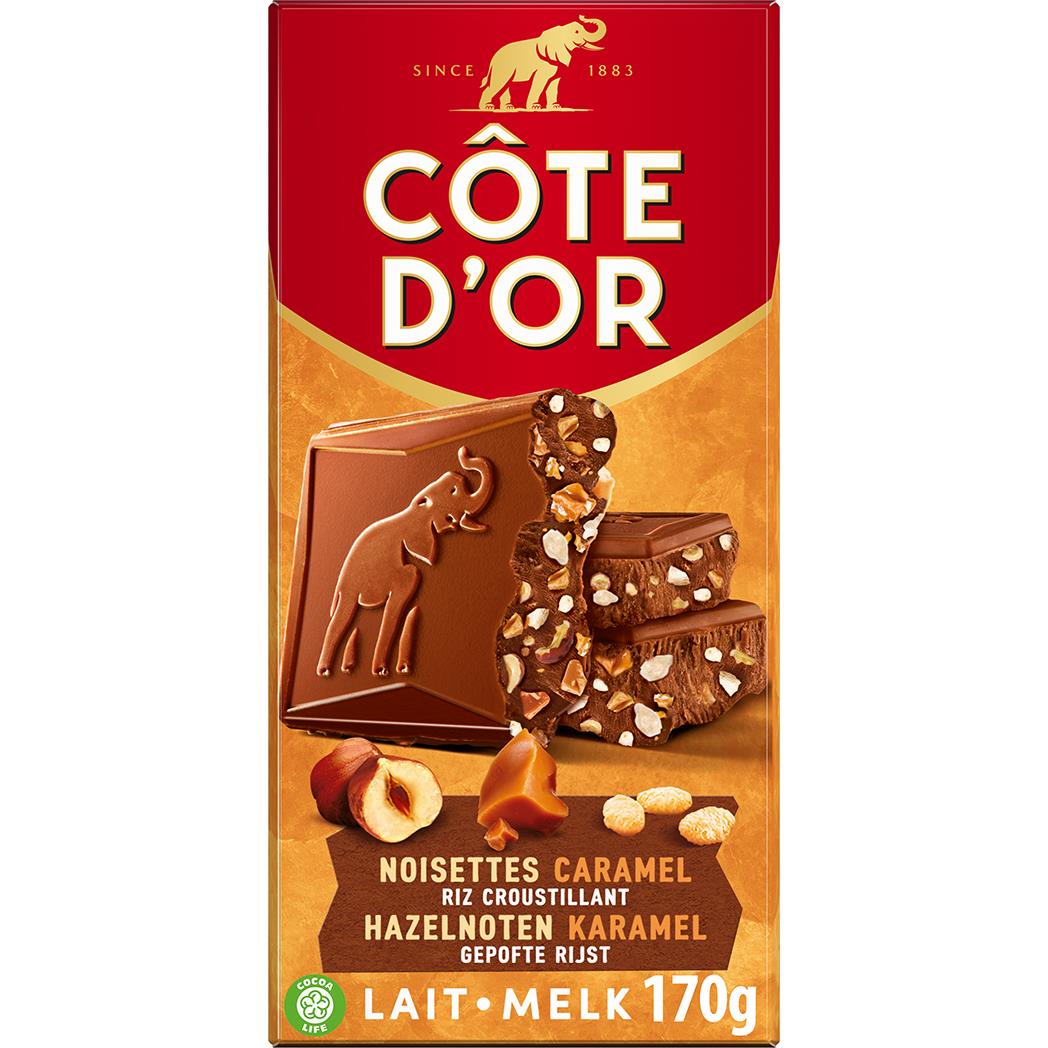 Côte d'Or Tablette de chocolat lait noisette caramel et riz croustillant 170g