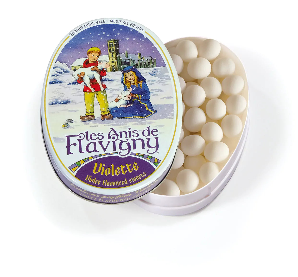 ANIS DE FLAVIGNY Medieval Oval Tin – Violet 50g