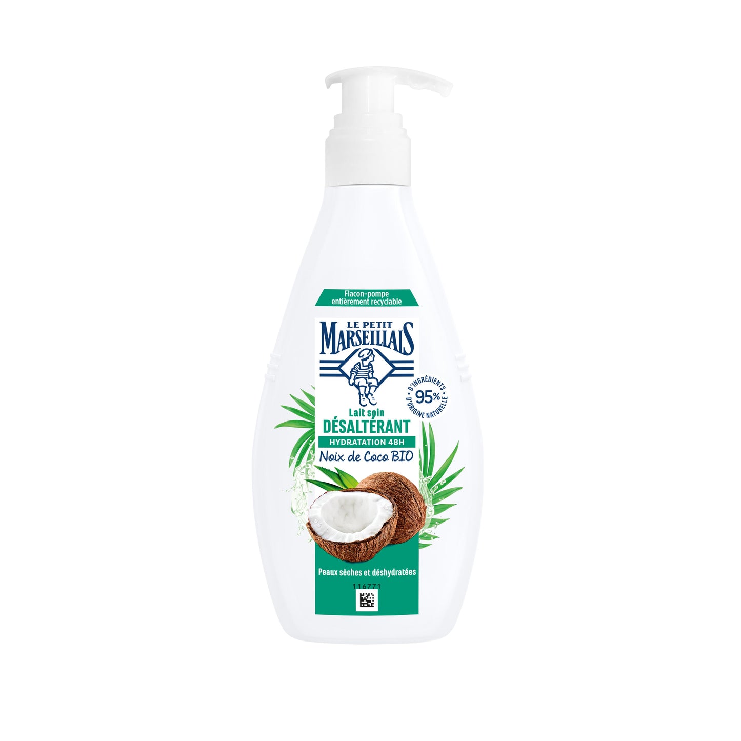 LE PETIT MARSEILLAIS Moisturizing Body Milk Organic Coconut 250ml Pump Bottle