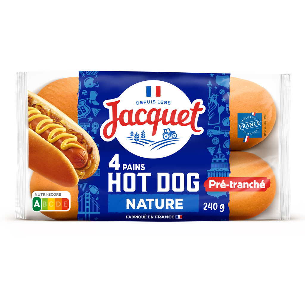 JACQUET Hotdog-Brötchen Natur x4 - 240g