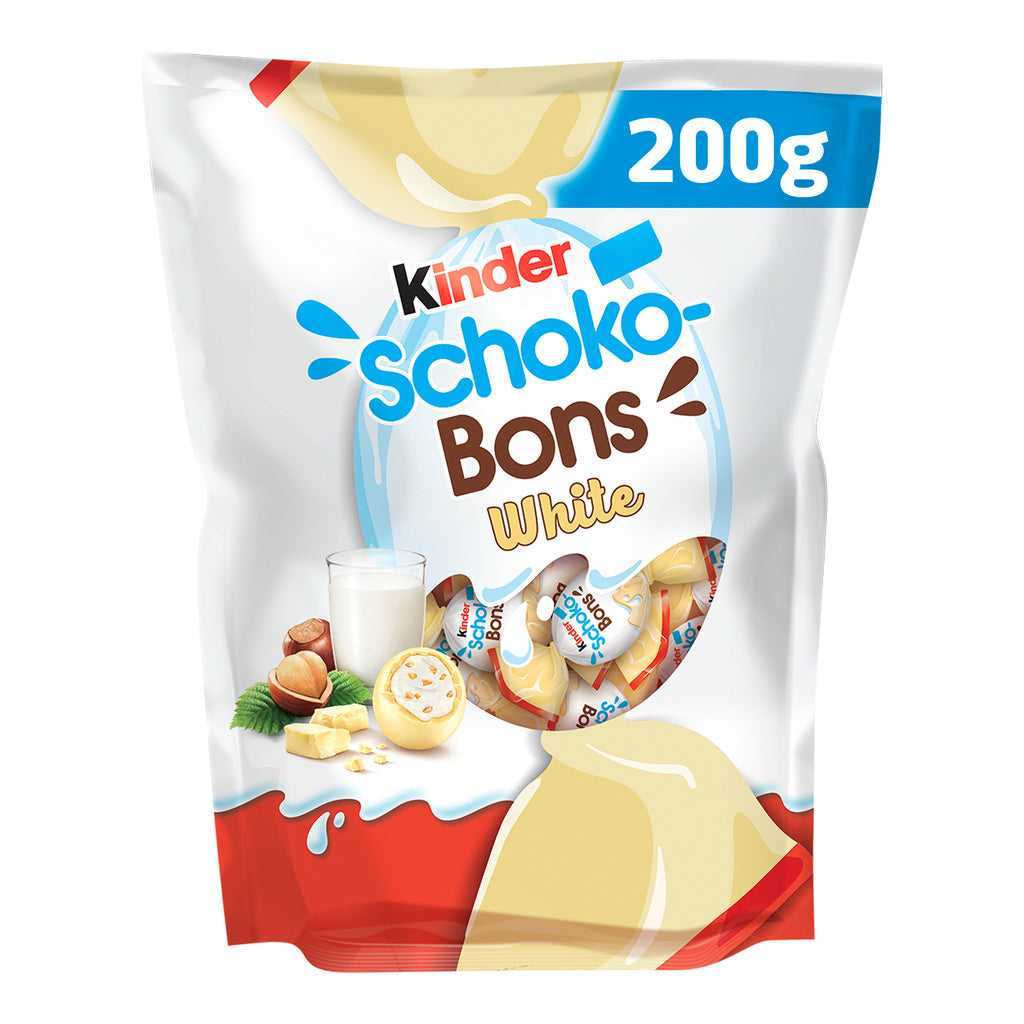 KINDER Schoko-Bons White - Bonbons de chocolat fourrés blanc et noisettes 200g