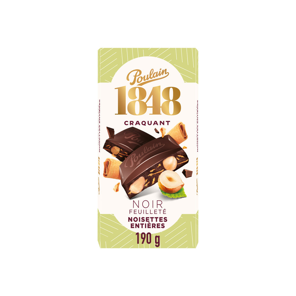 POULAIN Dark Chocolate Bar with Whole Hazelnuts & Crispy Pieces 190g