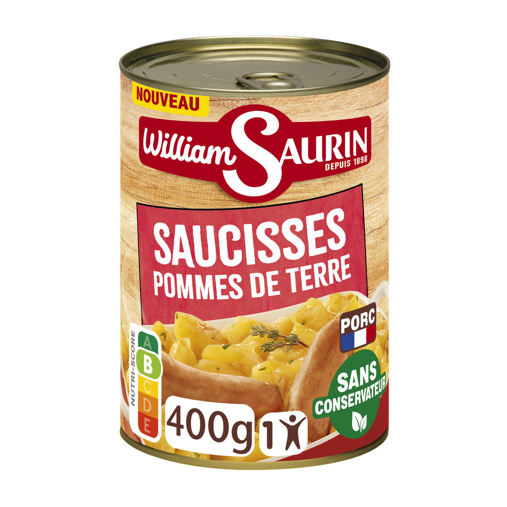 WILLIAM SAURIN Saucisses pommes de terre et jus aux oignons 400g