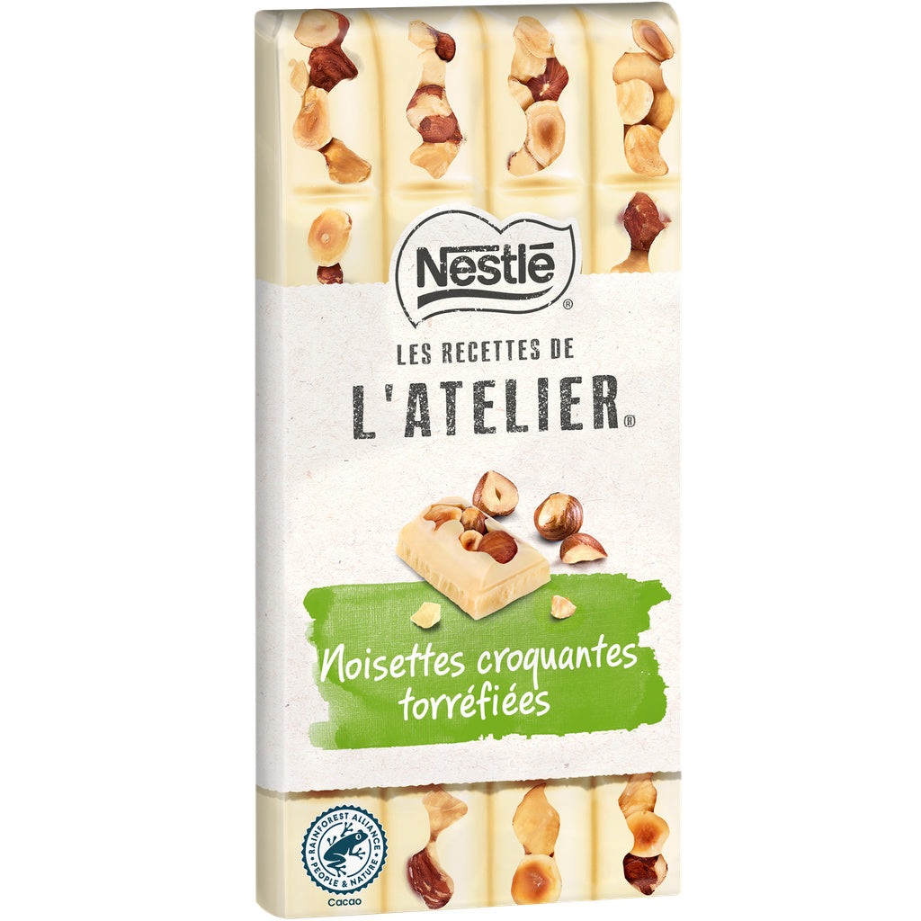 NESTLÉ Tablette de chocolat blanc noisettes 170g